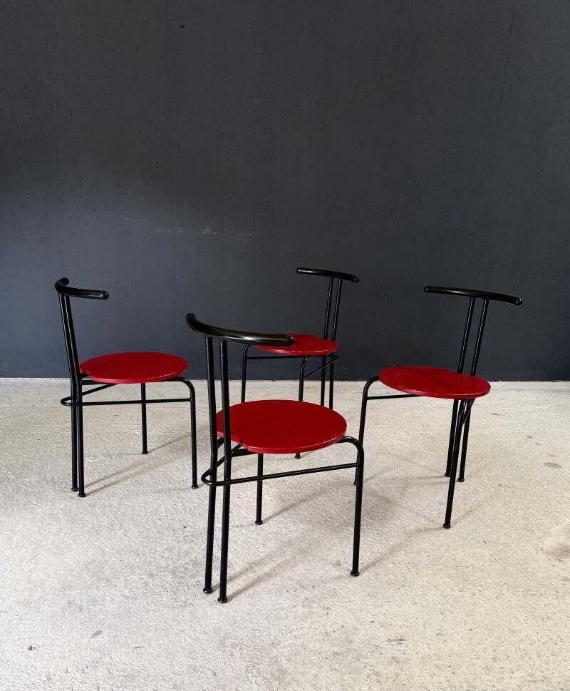 Postmodern Design Slanke Eetkamerstoelen, Italië Ca. Jaren 1980 photo vinterior