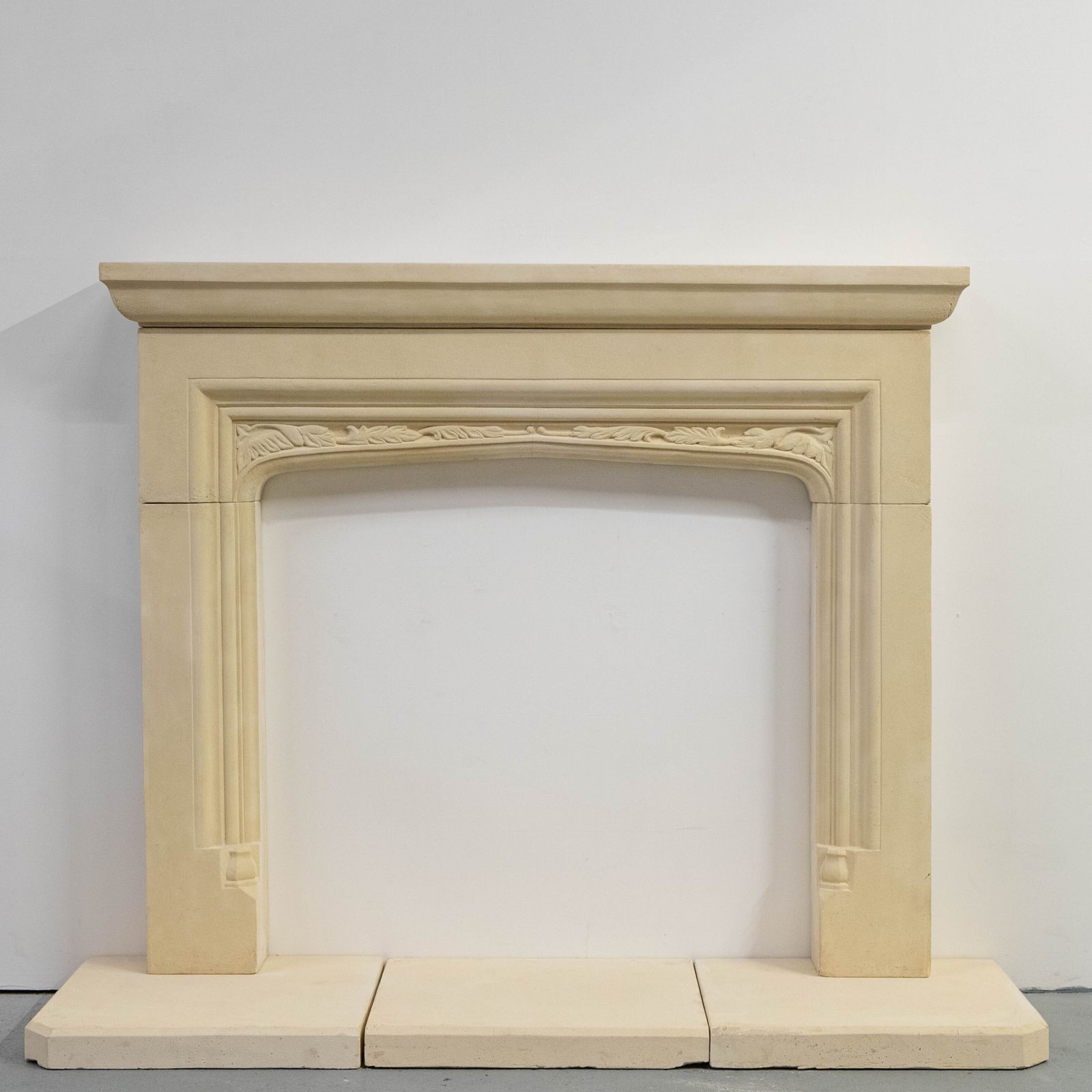 Reclaimed Gothic Revival Style Stone Fireplace Surround With Hearth photo vintage