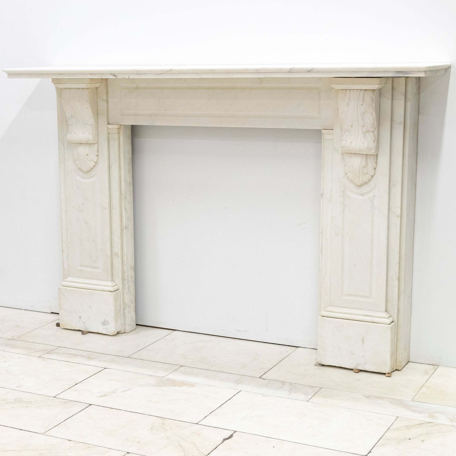 Antique Victorian Statuary Marble Carved Corbel Chimneypiece photo for sale