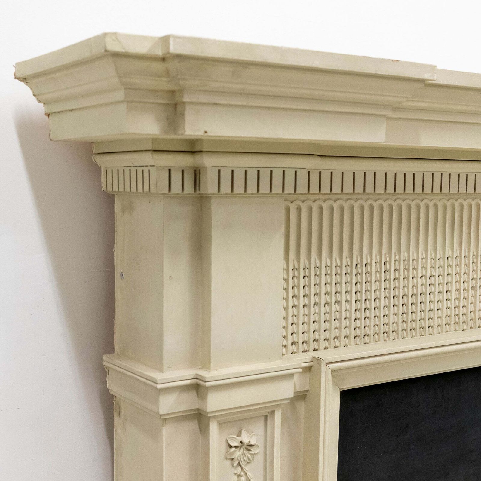 Large Reclaimed Regency Style Wooden Surround With Slate Slips photo for sale
