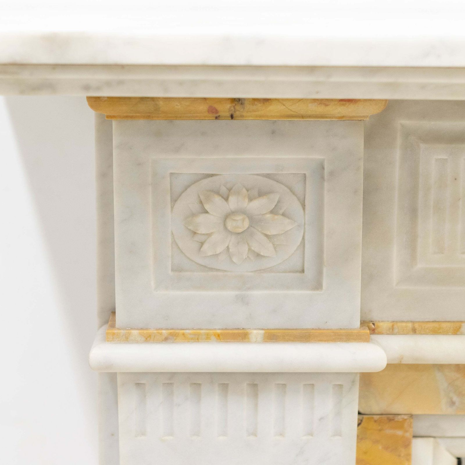 photo vintage Antique Victorian Carrara Siena Marble Fireplace Surround