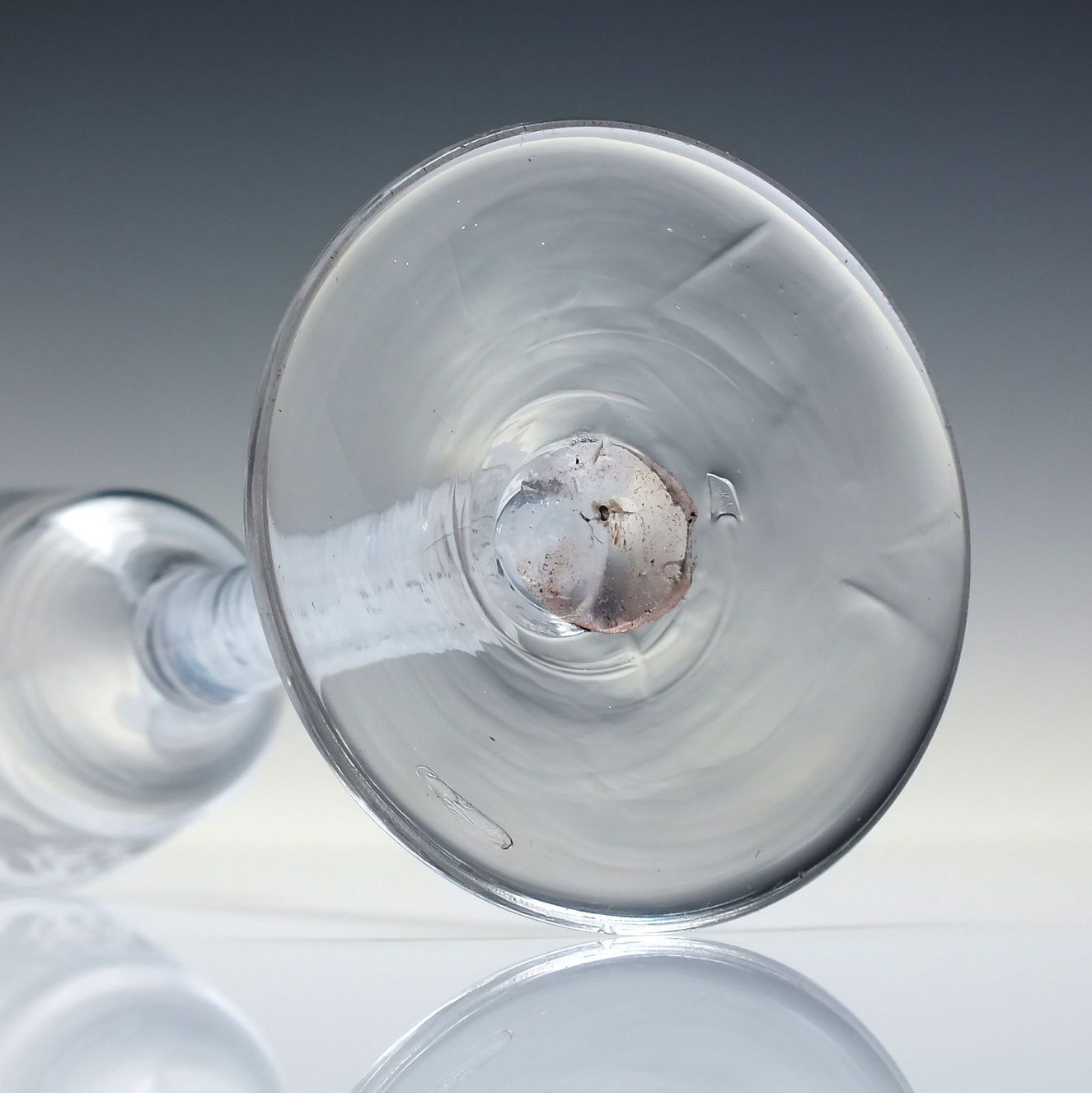 photo furniture 18th Century Engraved Opaque Twist Wine Glass C1760