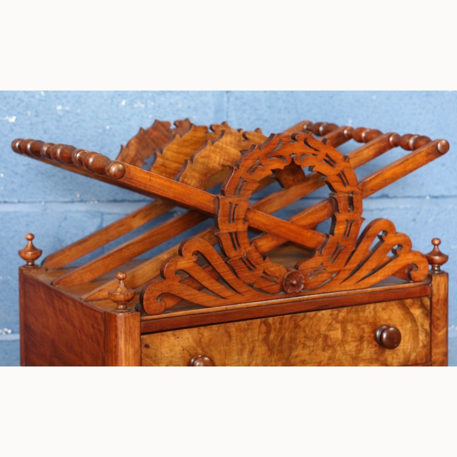 A Victorian Carved Walnut Single Drawer Canterbury Or Magazine Rack photo furniture