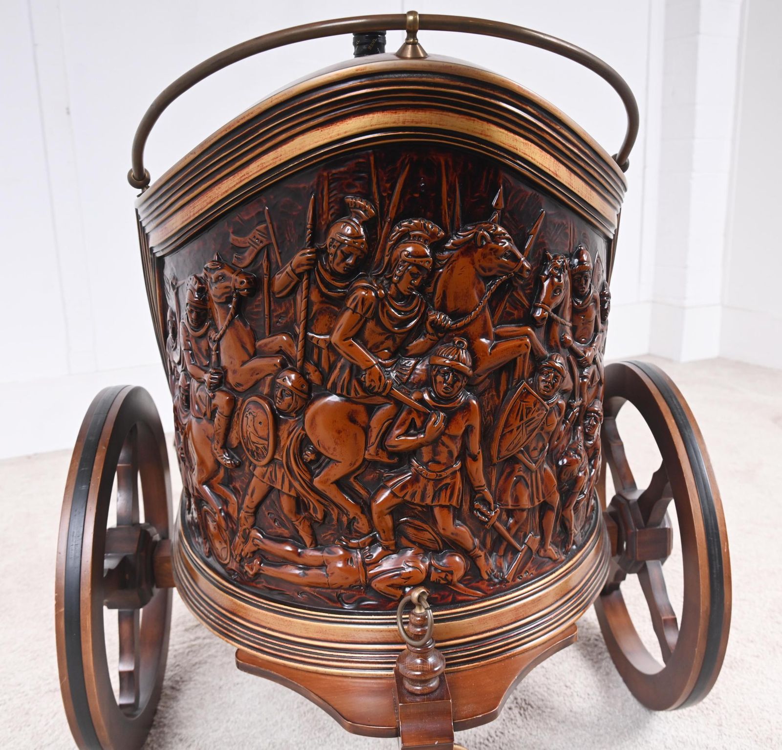 Mahogany Drinks Trolley Chariot Bar Cart Carved 1920 photo vintage