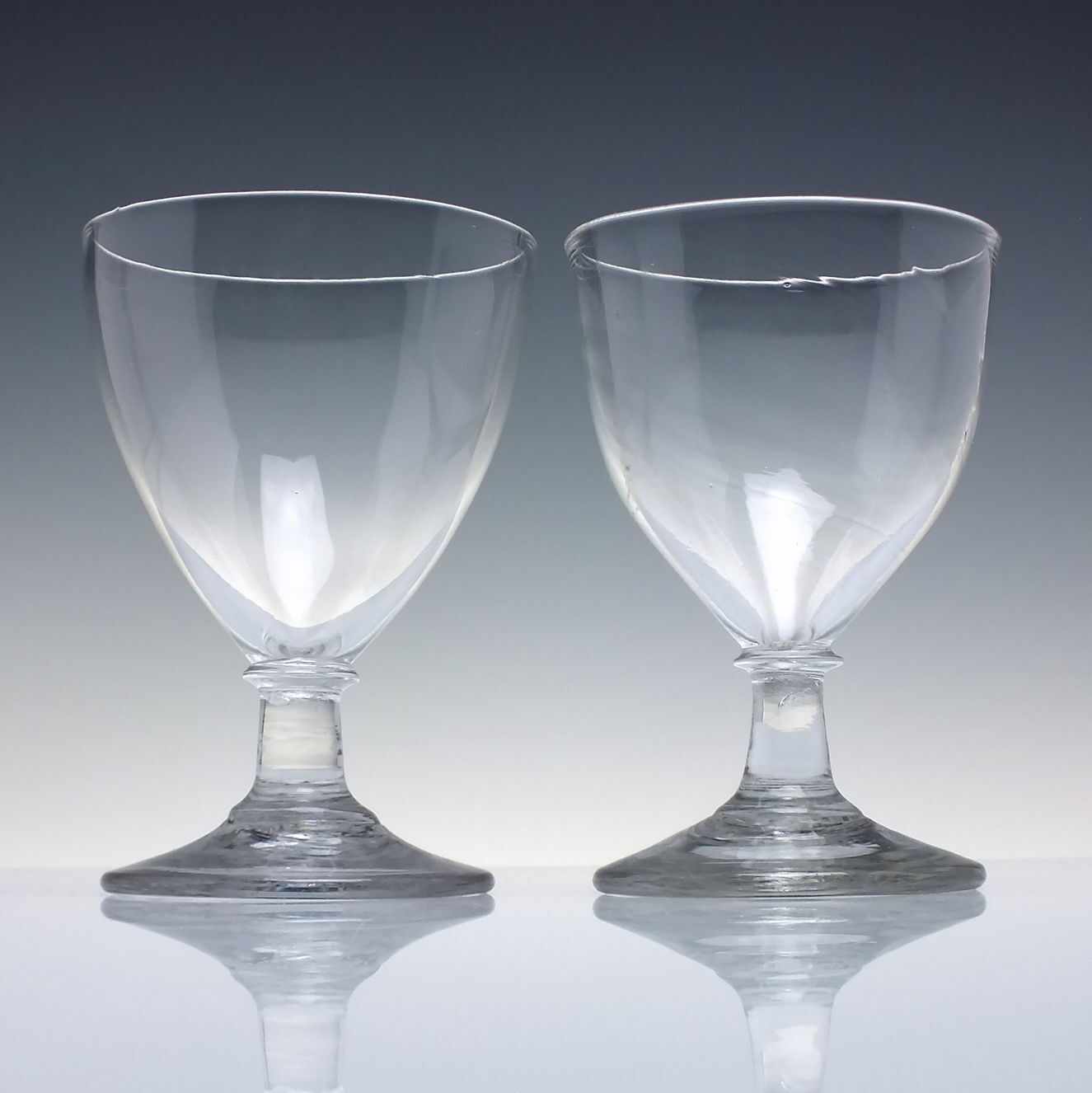 Pair Georgian Ovoid Bowl Glass Rummers C1800 photo furniture