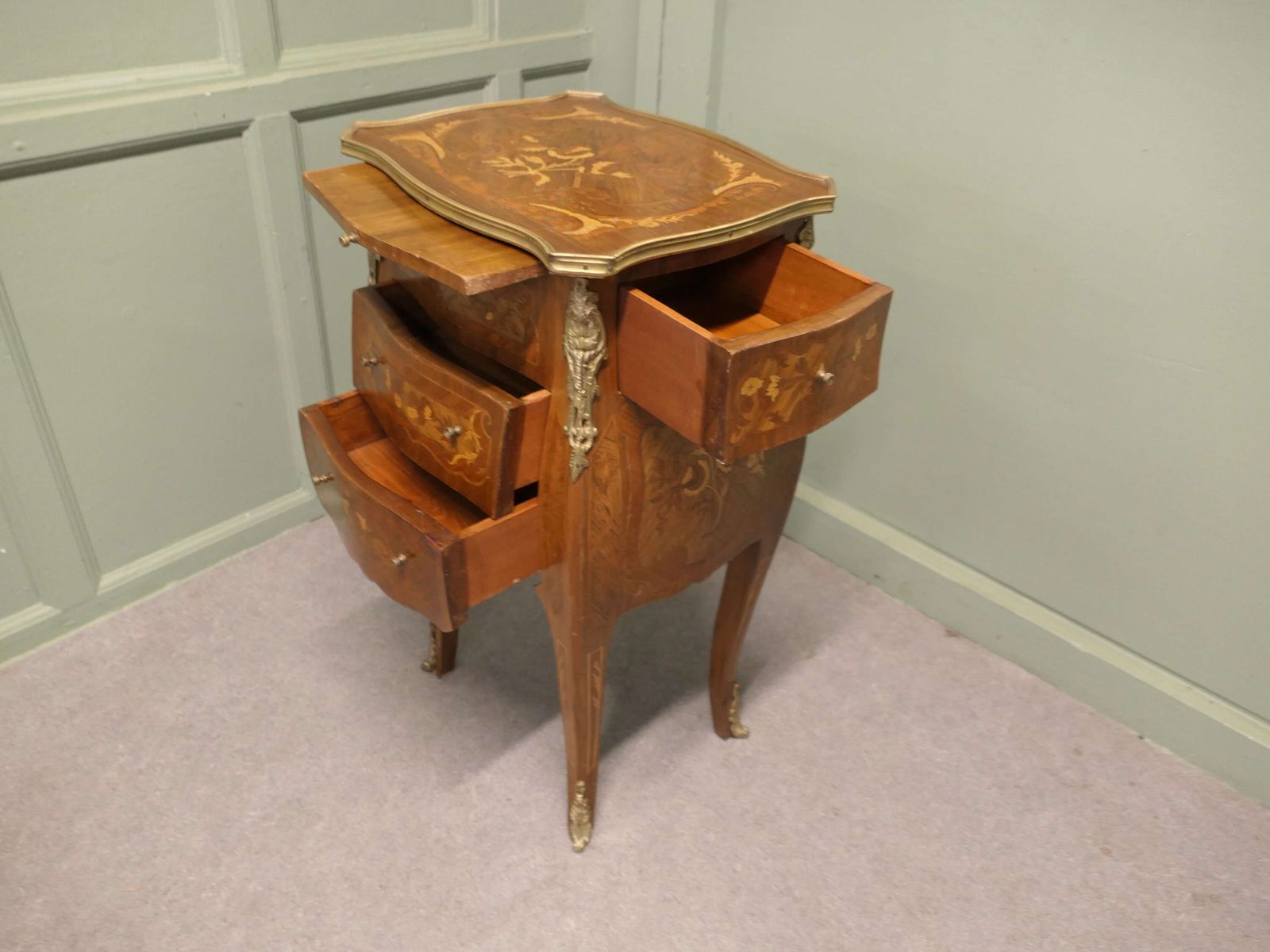 Pair Of French Ormolu And Walnut Side Cabinets This Is A Very Beautiful Pair Of Cabinets photo for sale