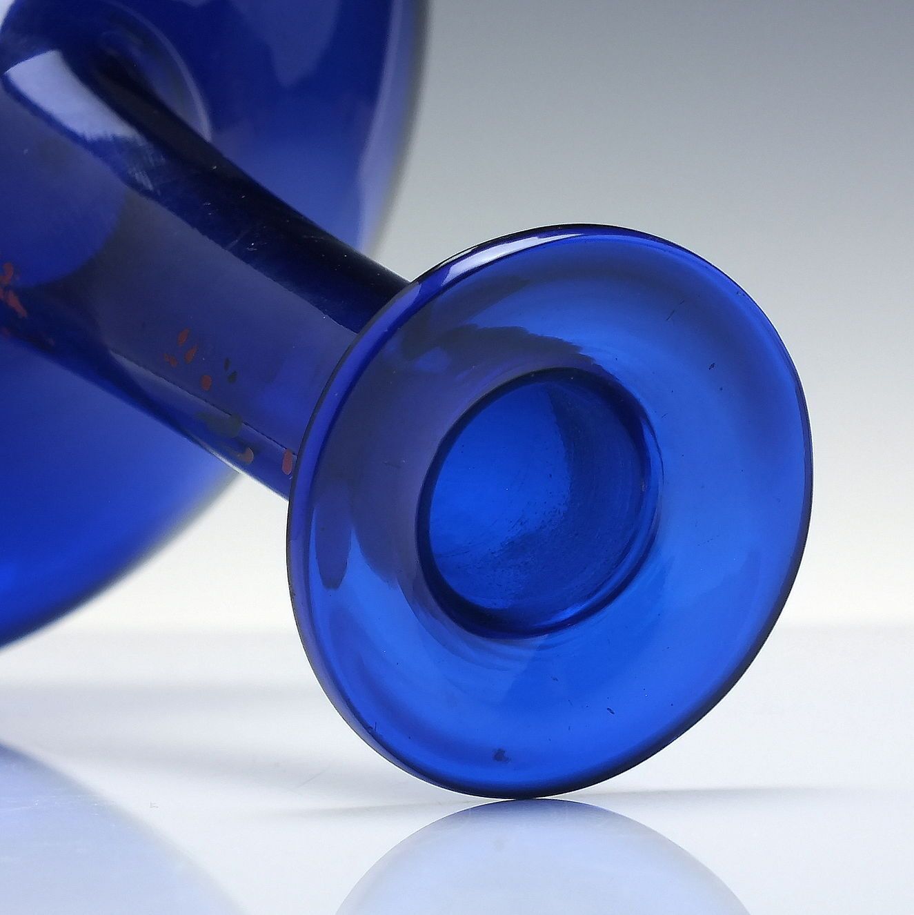 Rare Georgian Bristol Blue Irish Whiskey Hand Painted Glass Mell Decanter C1830 photo vinterior