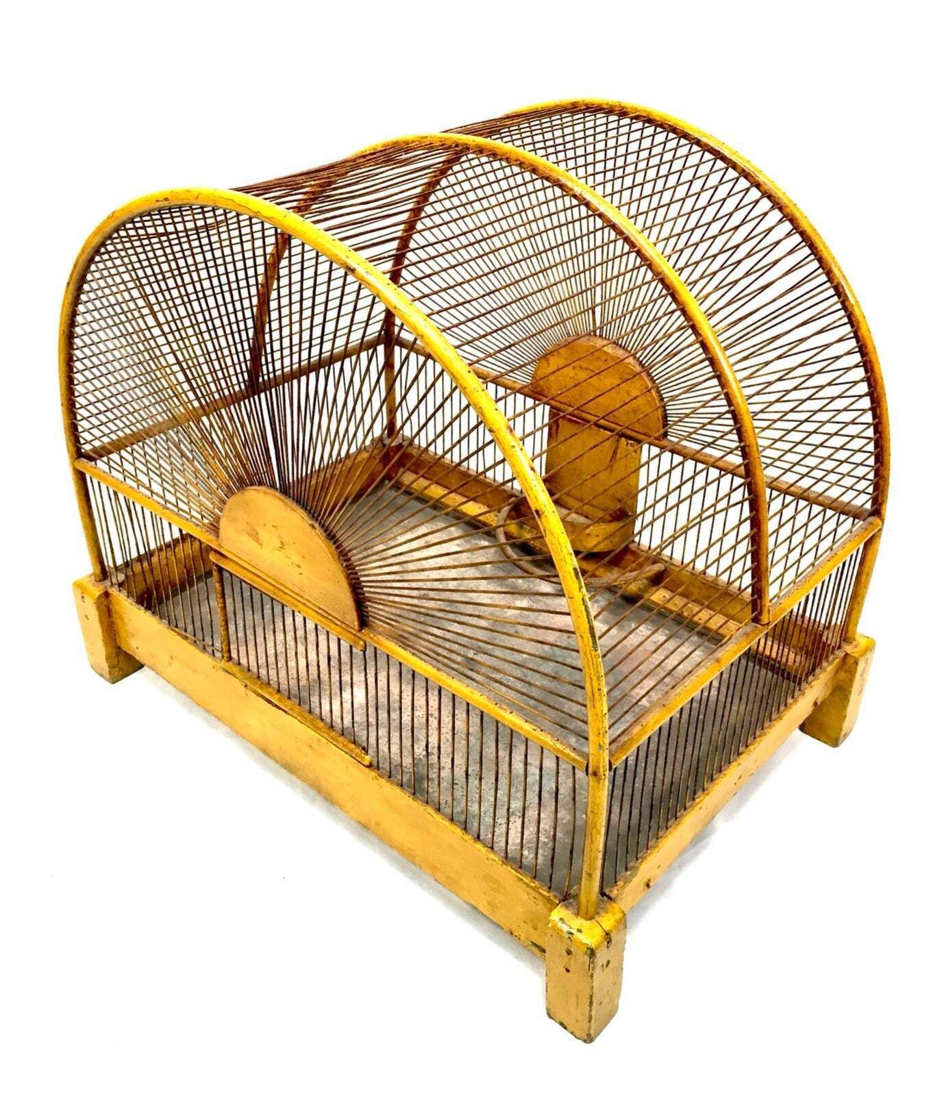 Antique Early 20th Century Oriental Yellow Bird Cage / Birdcage House / Tabletop photo 349.0