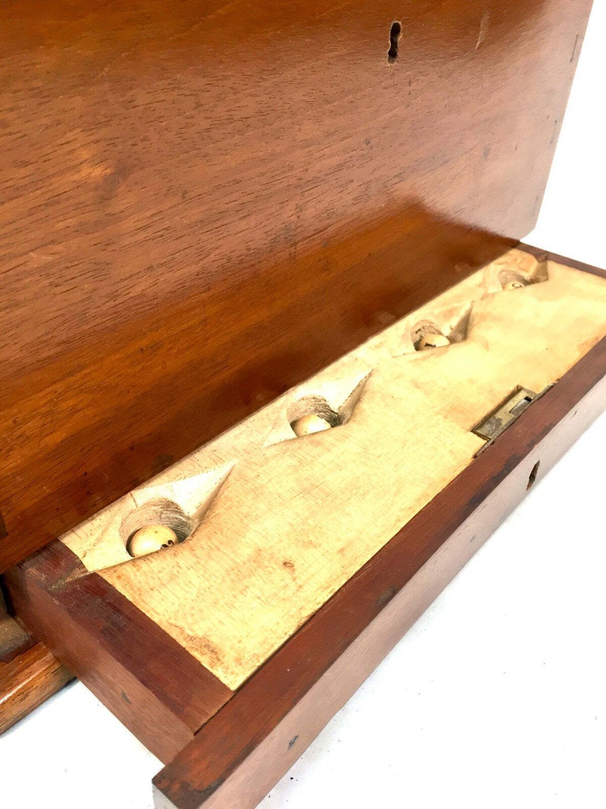 photo furniture Antique Wooden Masonic Voting Ballard Storage Box With Key / Bingo Ball Game