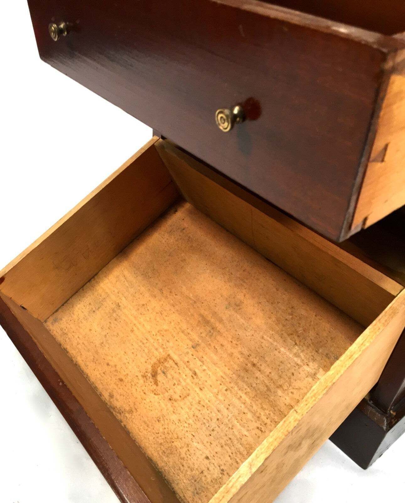 Antique Tabletop Wooden Chest Of Collectors Drawers Storage Box C.1900 photo vinterior