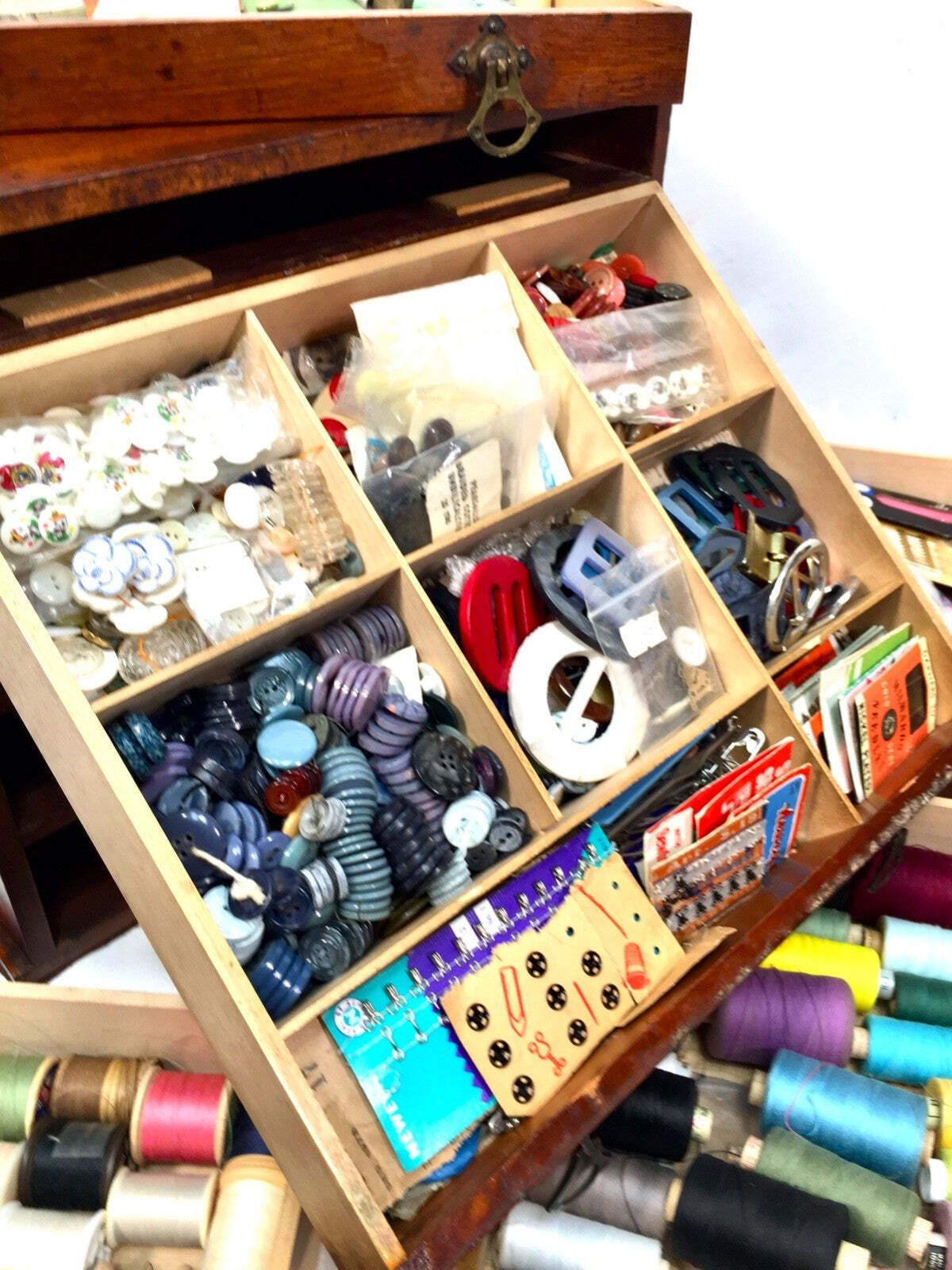 Home Decor Antique Wooden Haberdashery Shop Storage Box / Collectors Chest Of Drawers Full photo