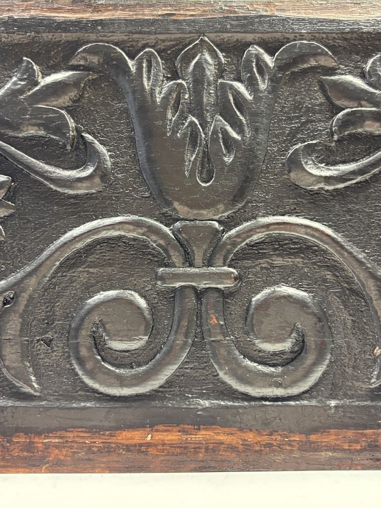 Pair Of Antique Carved Oak Panels | 17th Century English Coffer Panels photo 350.0