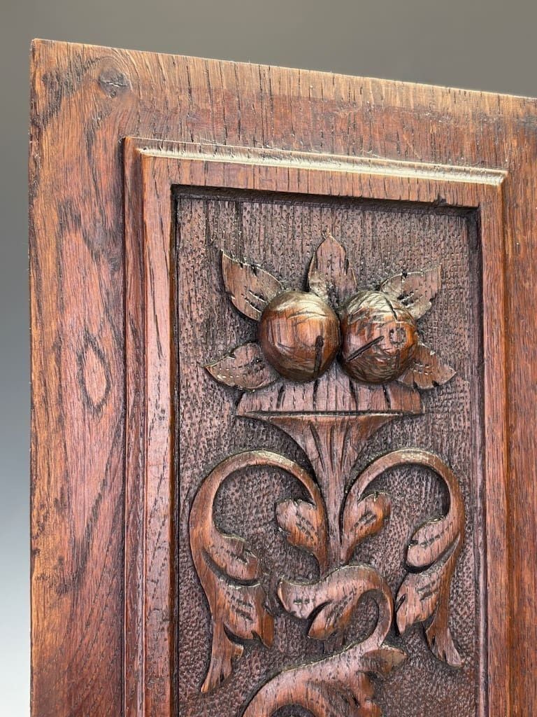 Pair Of 18th Century English Carved Oak Panels With Mystic Dolphins photo vinterior