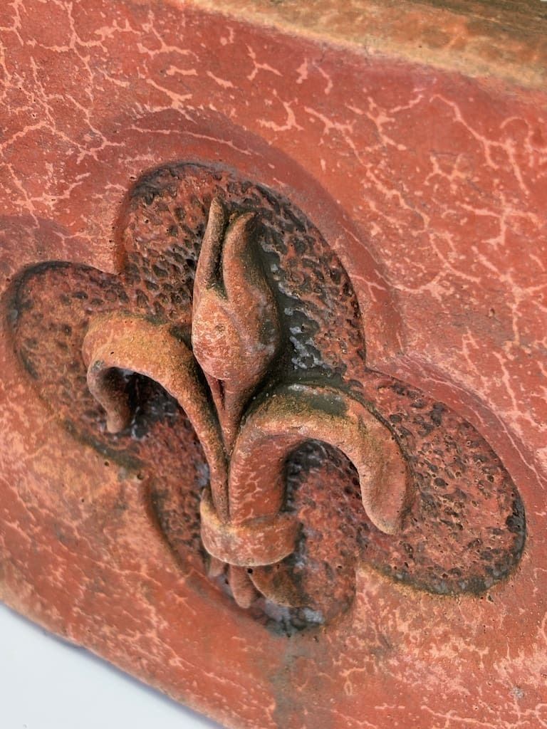 Pair Of Antique Terra Cotta Architectural Moulds – Fleur De Lis & Rosette, Circa 1880–1910 photo furniture