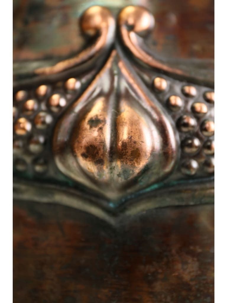 Home Fixtures Exceptional Arts & Crafts Movement Hammered Copper Coal Bucket (Scuttle) With Liner photo