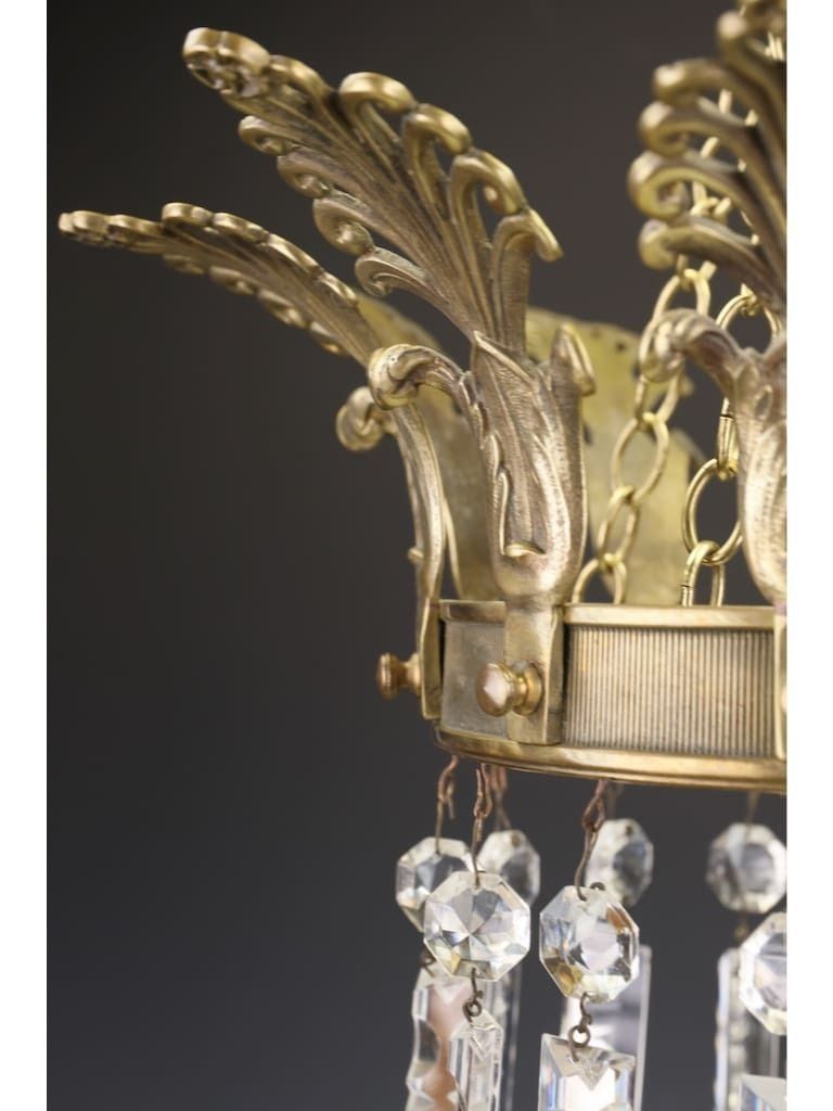 photo vinterior Exceptional Late 19th Century Grand Tour Style Crown Pendant Light With Cut Crystal Drops