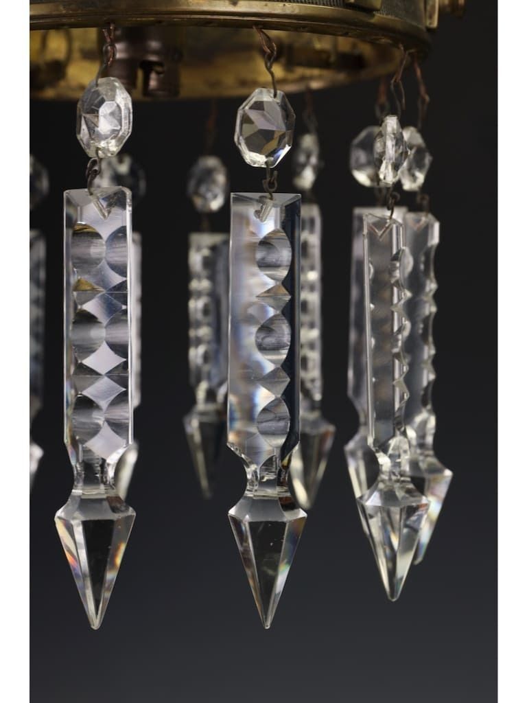photo buy Exceptional Late 19th Century Grand Tour Style Crown Pendant Light With Cut Crystal Drops