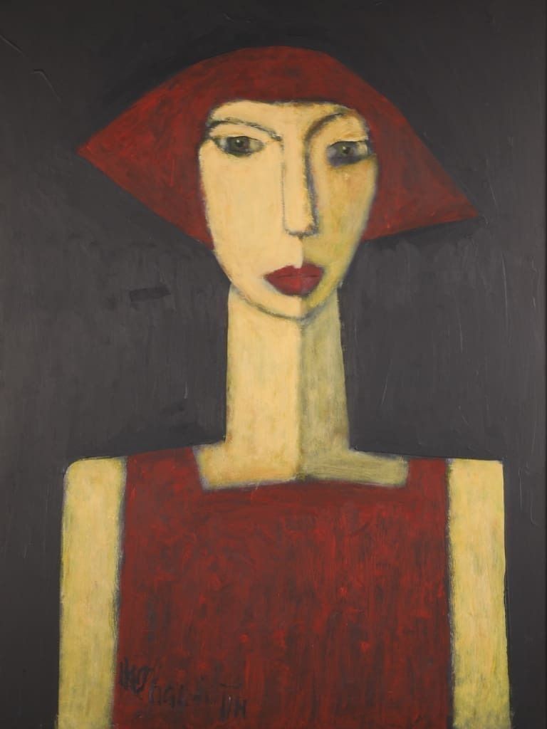Art | Chloe — Masterful Modernist Portrait By Harry Charles Tim (Framed & Signed) photo furniture