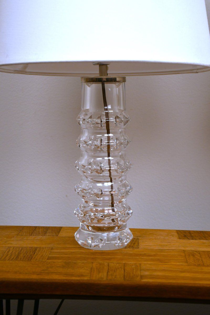 photo for sale Swedish Art Glass Table Lamps By Carl Fagerlund For Orrefors, 1950s, Set Of 2