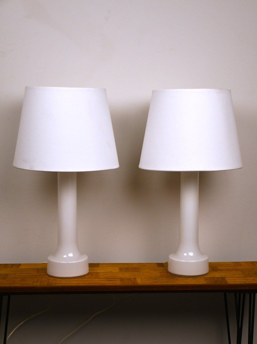 Large Swedish Art Glass Table Lamps From Bergboms, 1960s, Set Of 2 photo for sale
