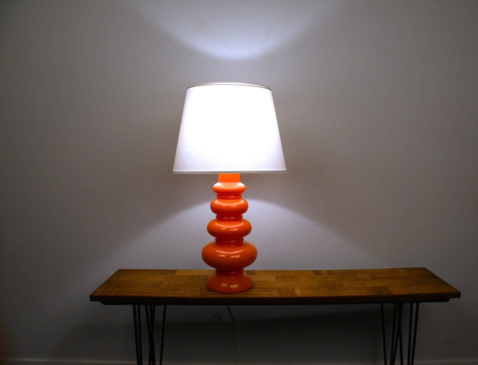 Large Swedish Orange Art Glass Table Lamp By Gustav Leek For Orrefors, 1960s photo furniture