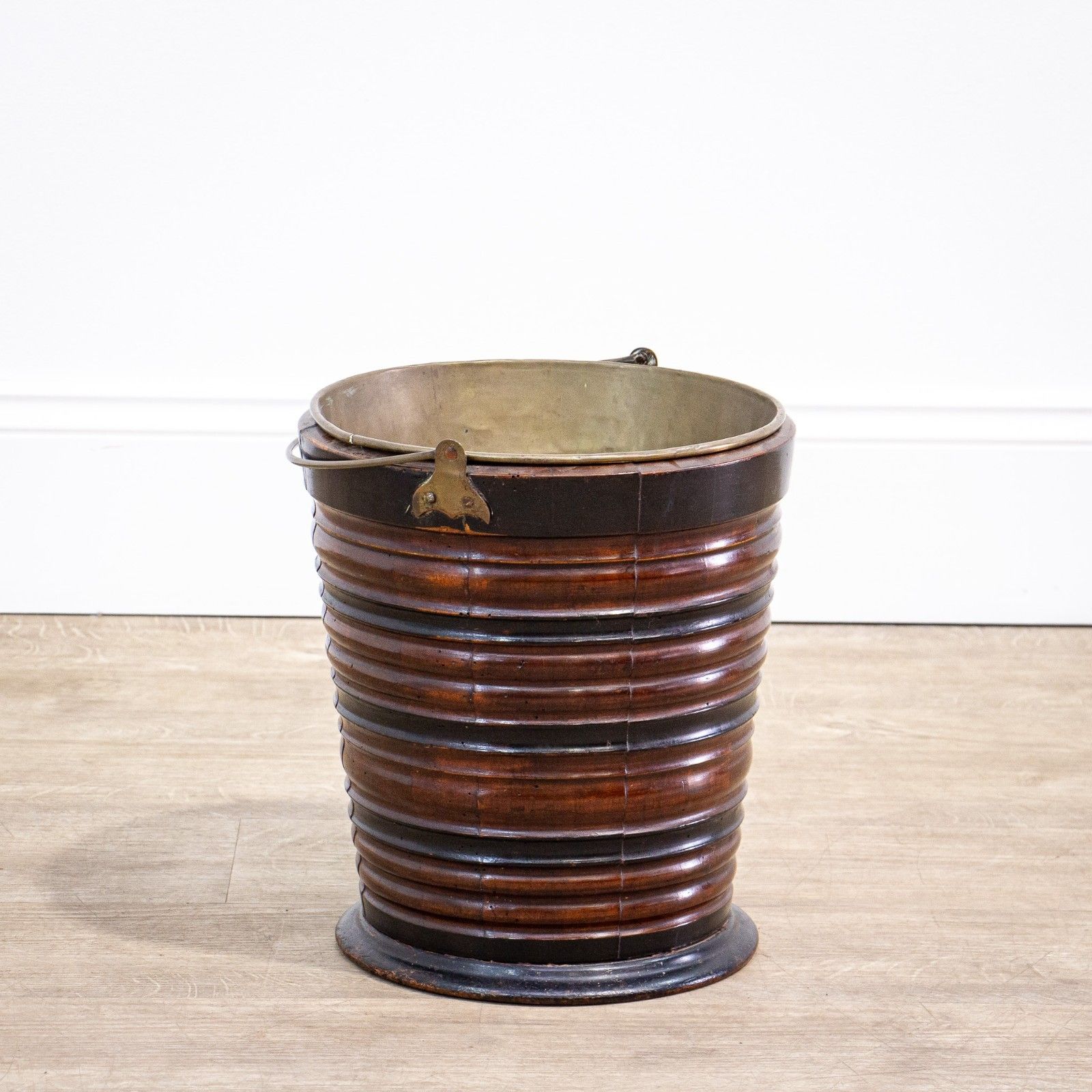 19th Century Peat Bucket With Brass Half Liner