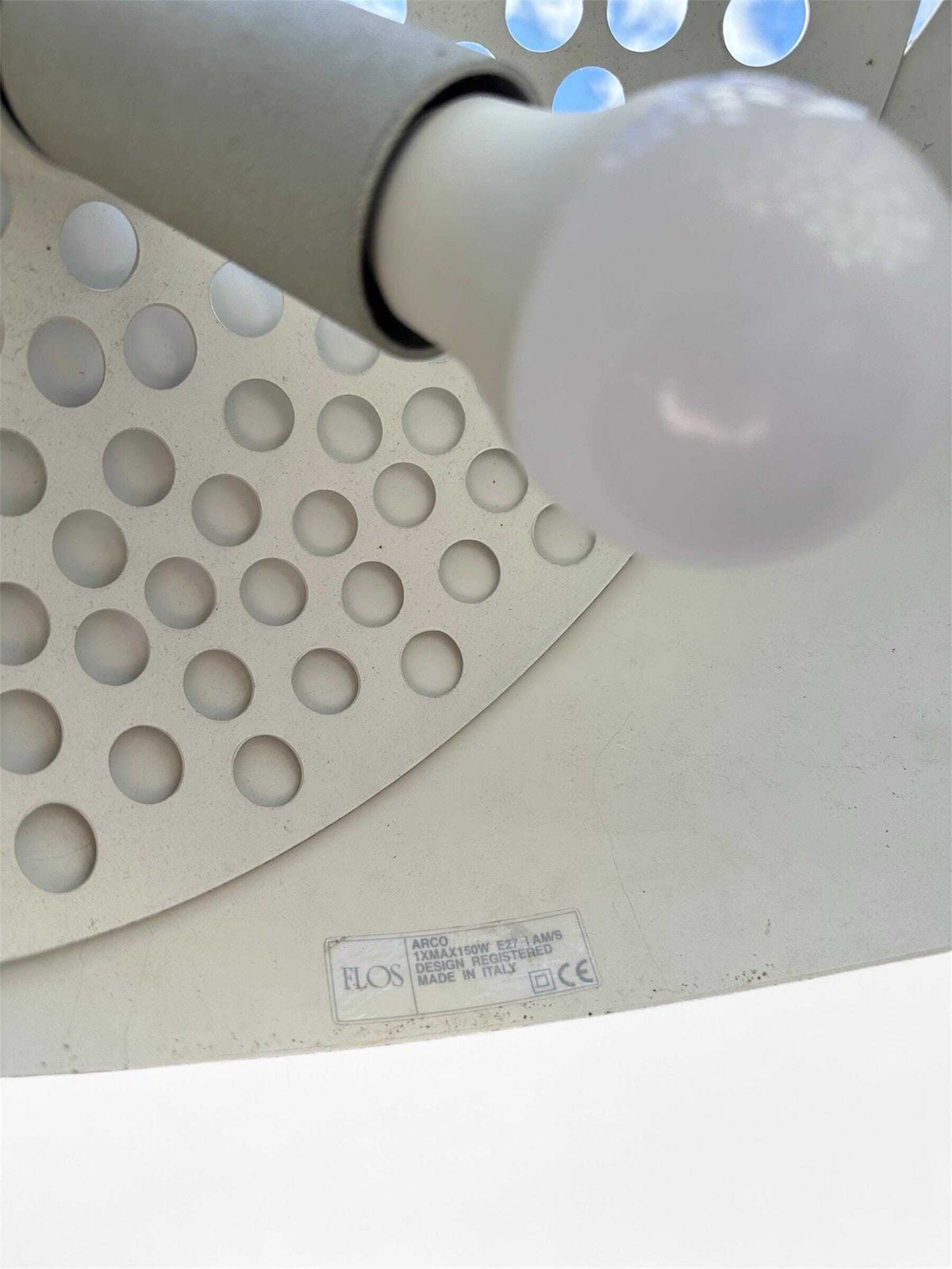 Vintage Flos Arco Italian Carrara Marble Floorlamp By Achille Castiglioni Circa 1980s photo vinterior