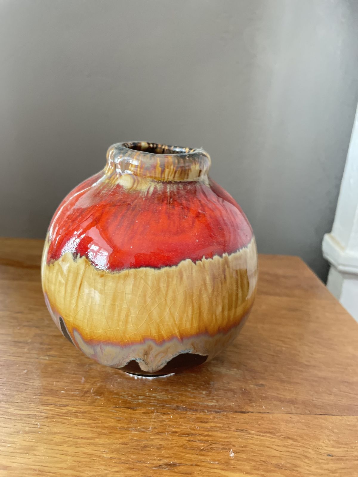 Mid Century West German Lava Glaze Vase – Red Fat Lava Pottery photo vinterior