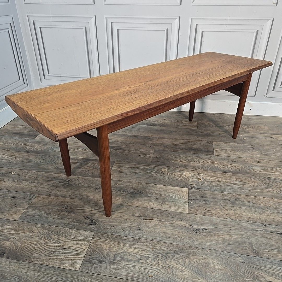 photo buy Vintage Teak Coffee Table Mid Century Modern Danish Inspired Retro Mcm Wooden
