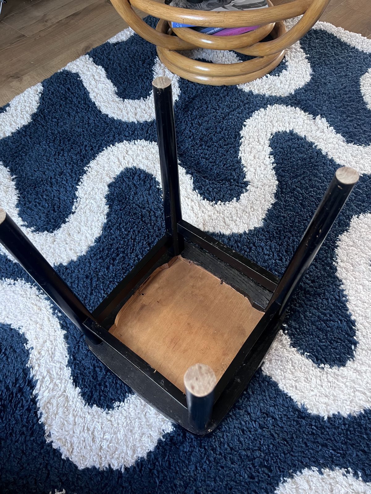 1960s Mid Century Vintage Kitchen Stool – Black Wooden Frame With Yellow Leather Seat photo 51.0