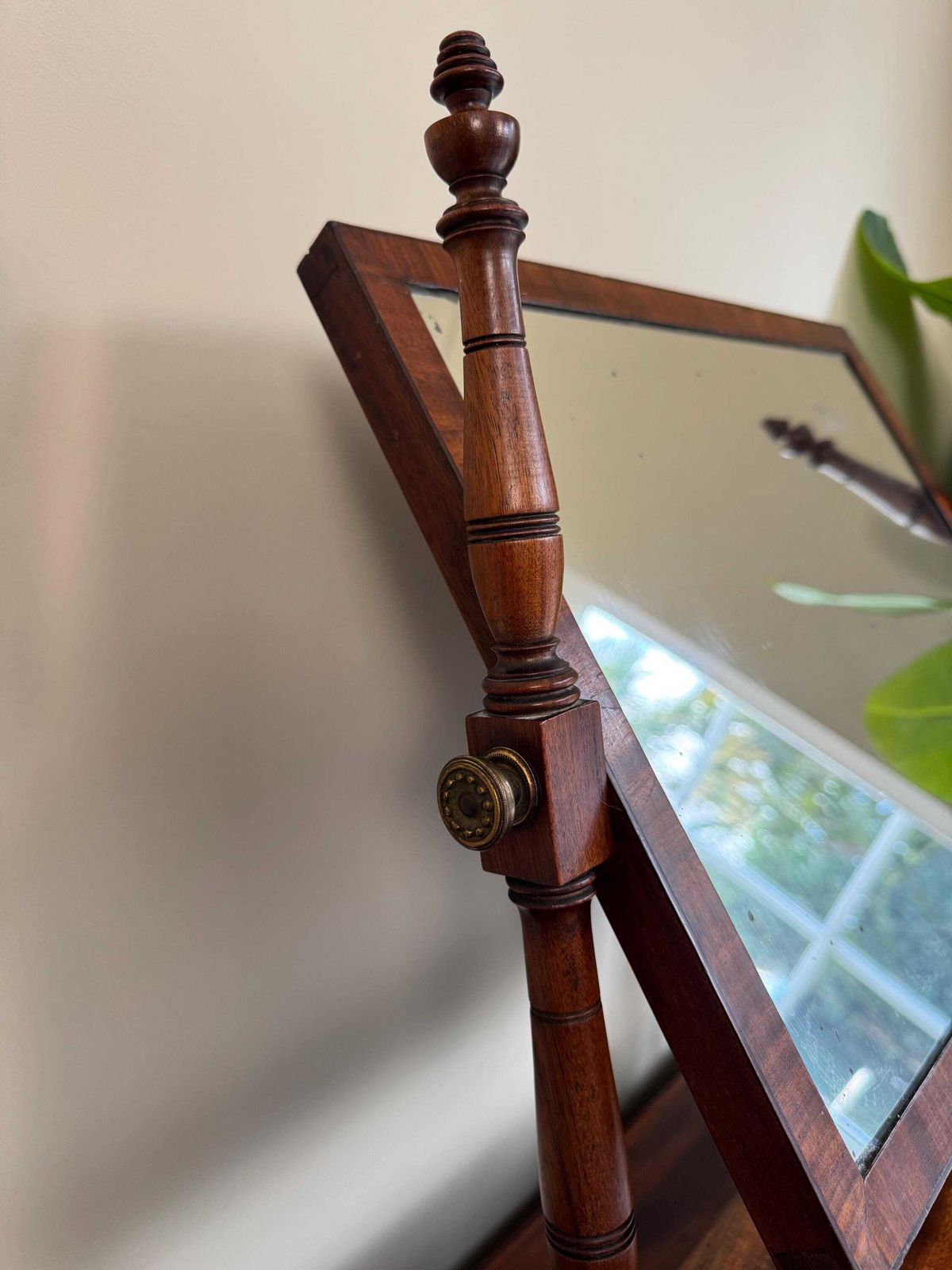 Furniture Antique Vintage Vanity Dressing Table Desk Swing Table Top Mirror Wooden With Storage Jewellery Dark Wood photo