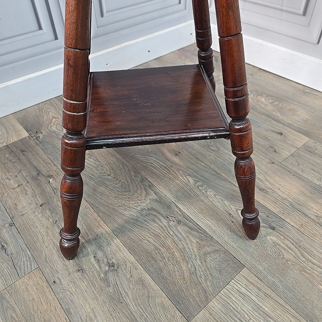 Antique Occasional Side Table Wooden Oak Square Lamp End Hall Arts & Crafts photo vinterior