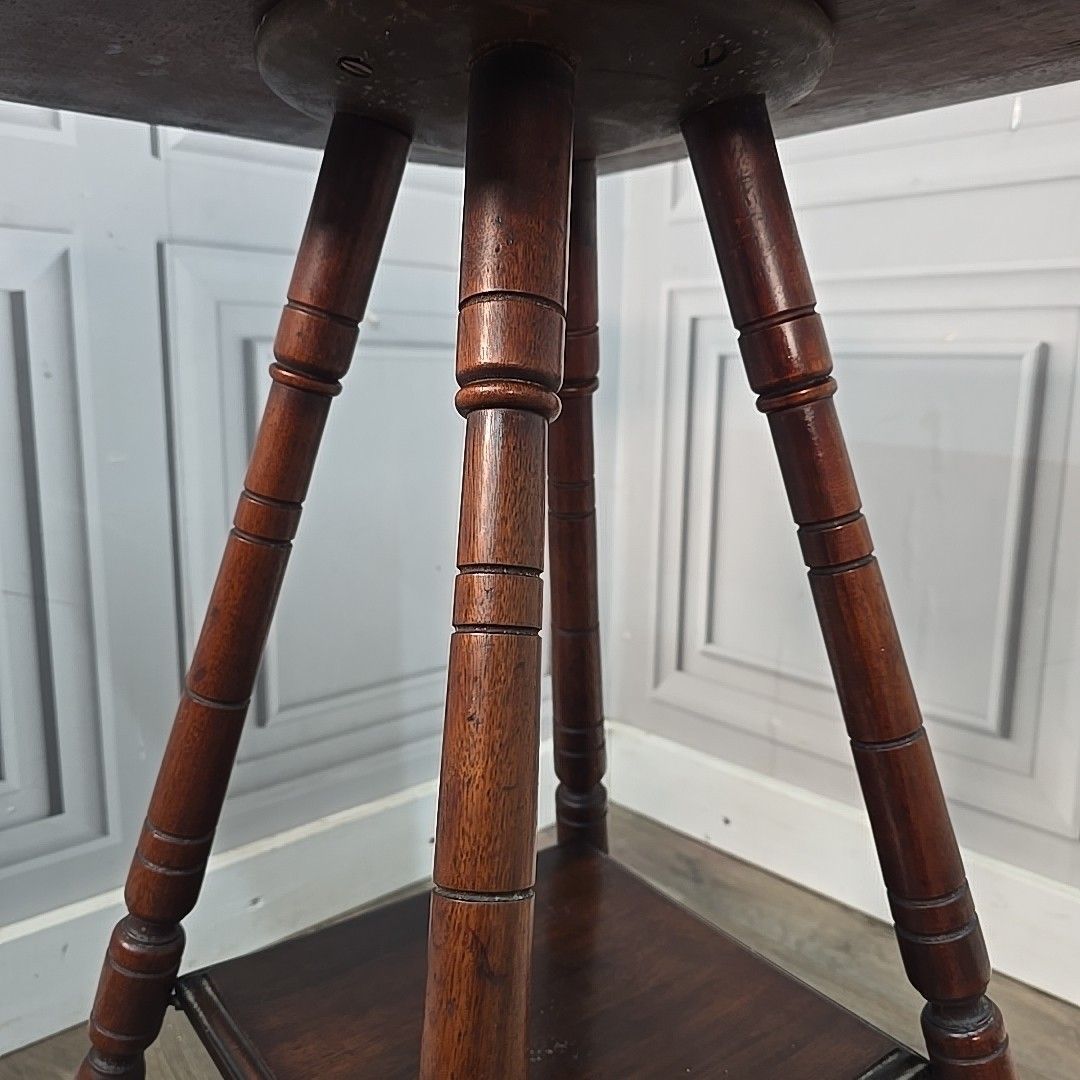 Furniture Antique Occasional Side Table Wooden Oak Square Lamp End Hall Arts & Crafts photo