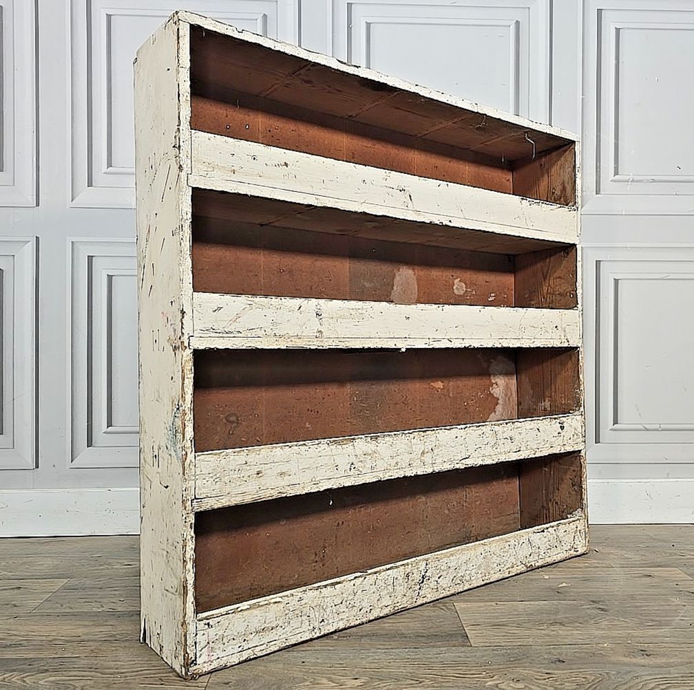 Vintage Industrial Wooden Shelf Workshop Storage Rack Shelving Rustic Worn