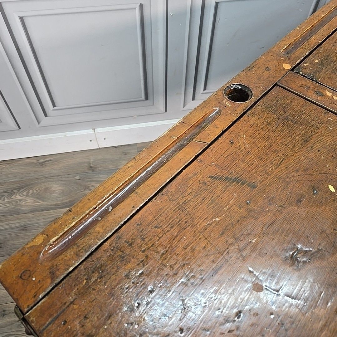 Vintage Double School Desk Wooden Child's Writing Table Storage Retro Mcm photo buy