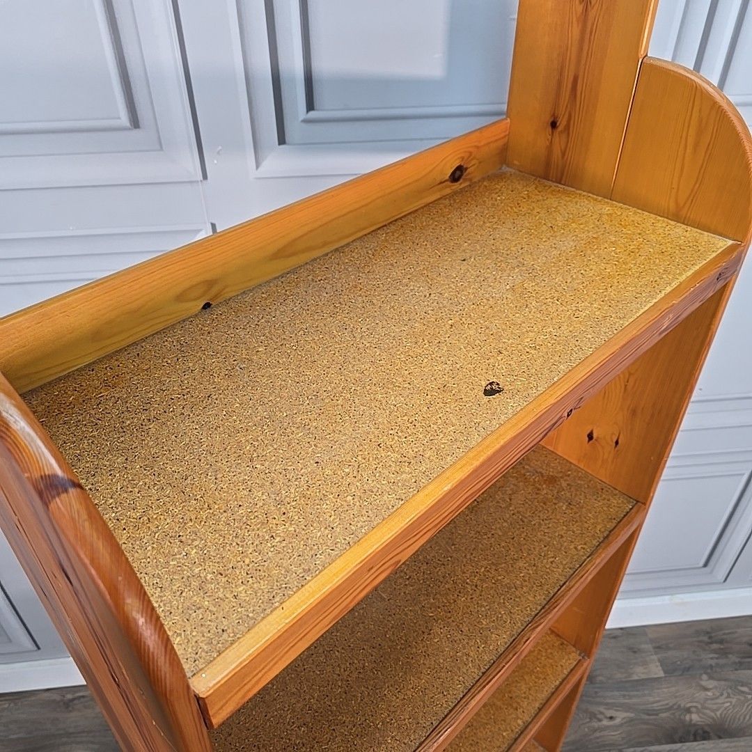 Vintage Pine Bookcase Shelving Unit Kitchen Storage Shelf Rack Retro Wooden photo Furniture