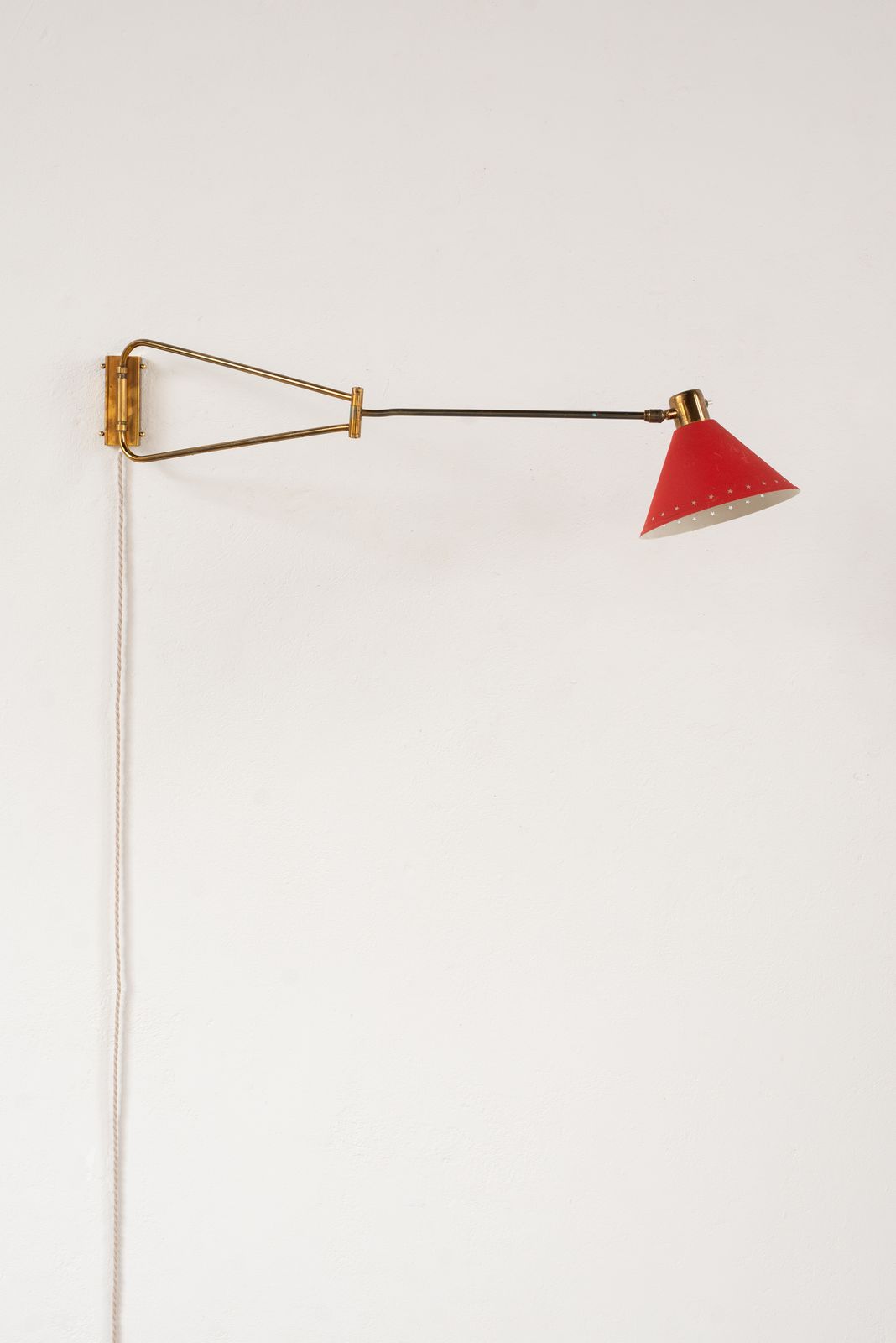 Brass And Metal Wall Light By Maison Lunel, France C1950 photo for sale