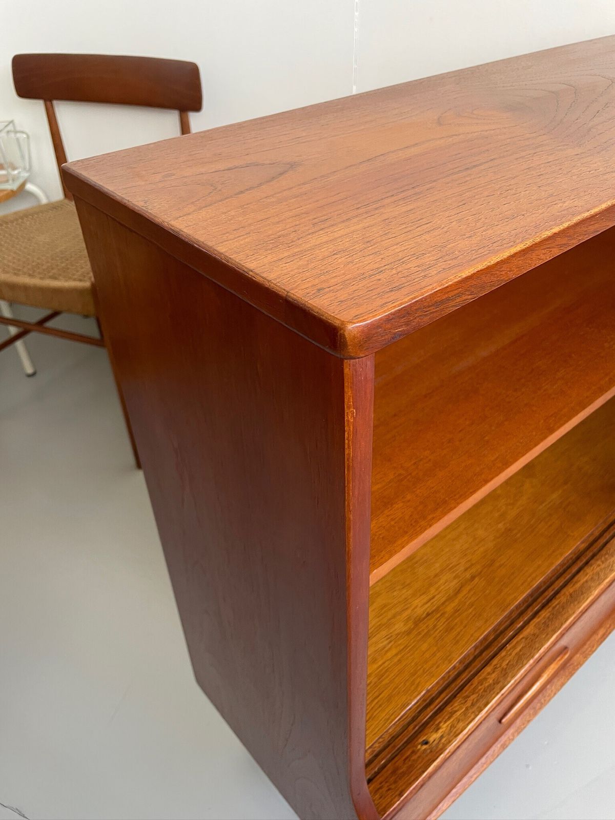 Vintage Jentique Mid Century Bookcase Display Cabinet Glass Doors And Drawers photo buy