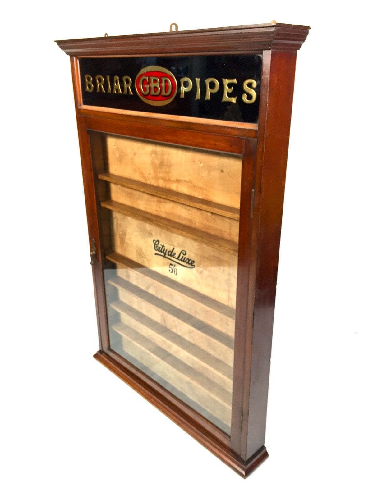 Wooden & Glass Fronted Display Cabinet For Briar Gbd Pipes photo for sale