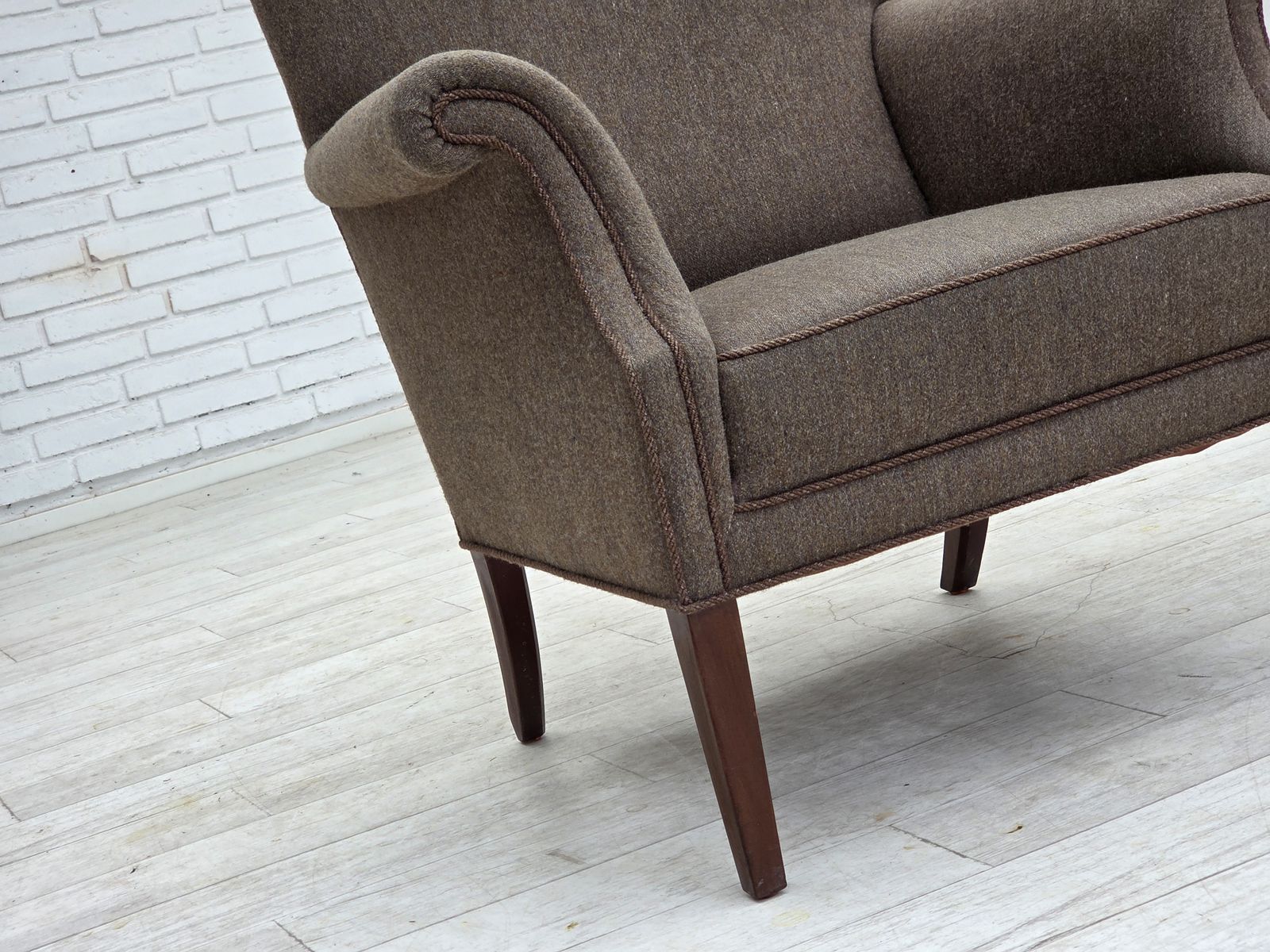 1960s, Danish Armchair, Furniture Wool, Ash Wood Legs. photo for sale