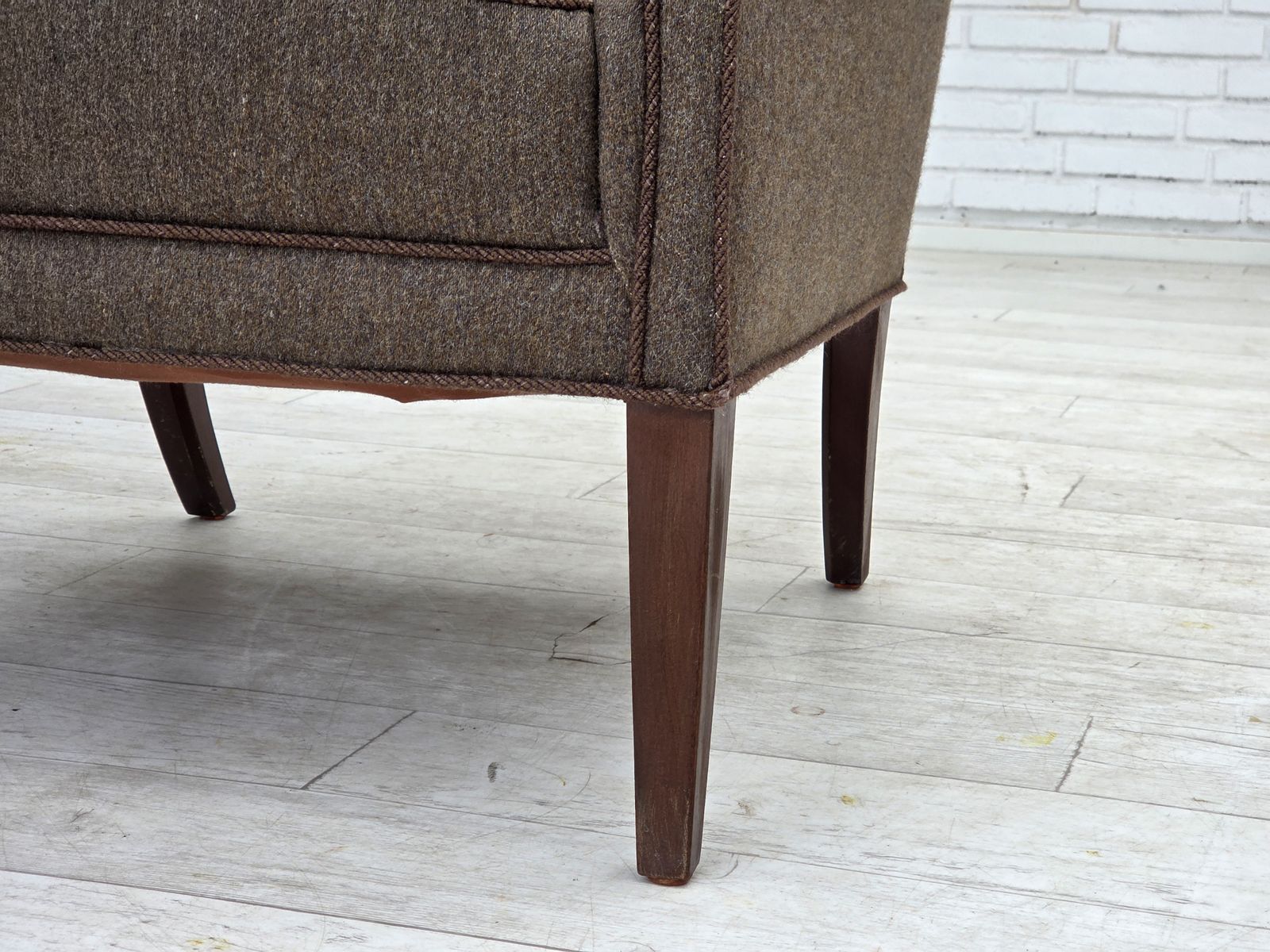 1960s, Danish Armchair, Furniture Wool, Ash Wood Legs. photo 970.0