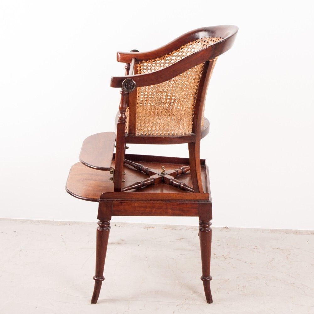 19thc Child's Caned Mahogany Tub Highchair photo vintage
