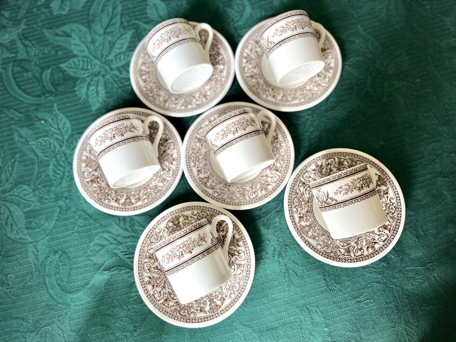 Mid Century Royal Doulton Steelite Anthemion Coffee Set X 6 photo furniture