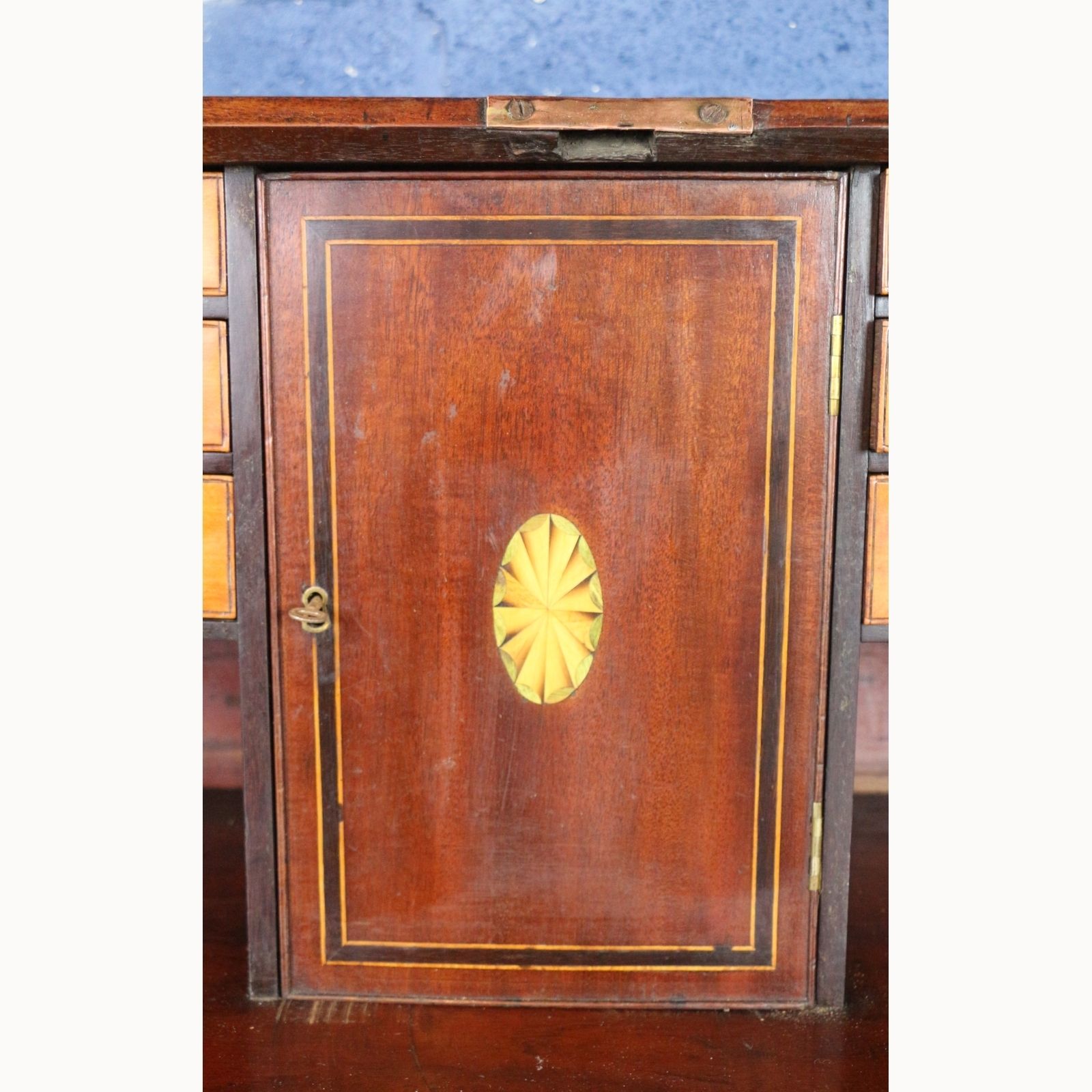 photo for sale A Georgian Mahogany Fall Front Bureau With Fitted Interior Raised On Bracket Feet