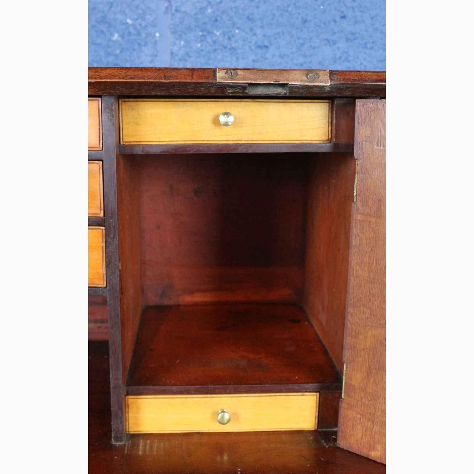 Furniture A Georgian Mahogany Fall Front Bureau With Fitted Interior Raised On Bracket Feet photo