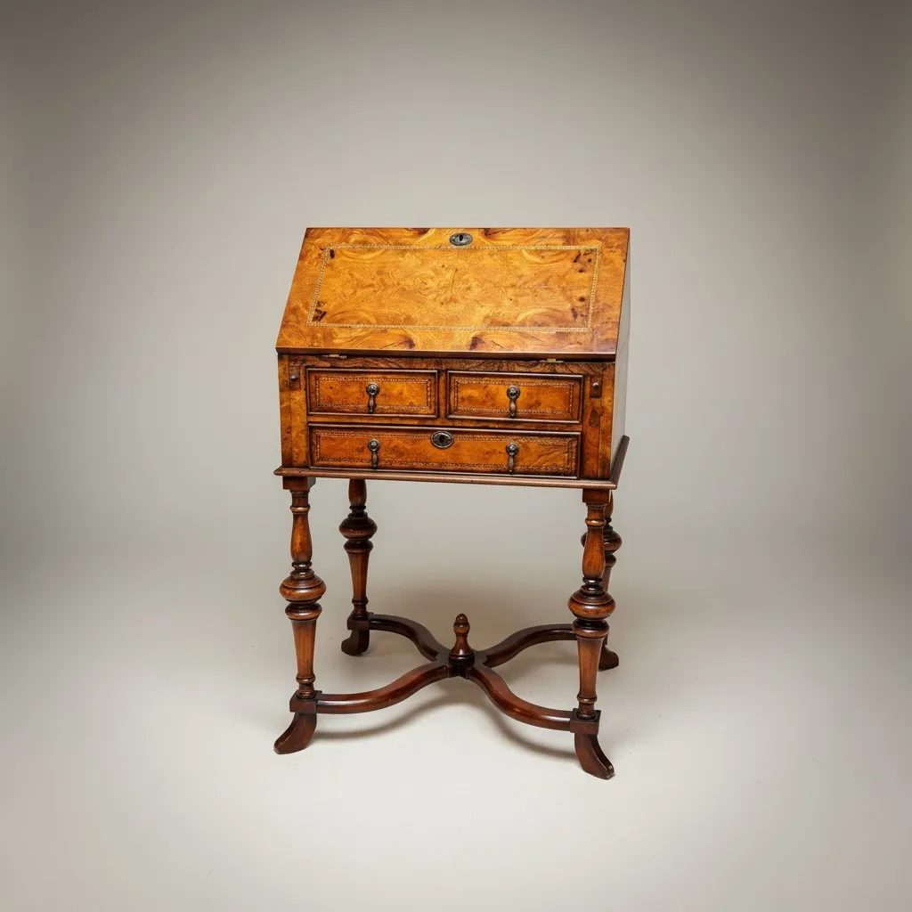 Victorian Burr Walnut Davenport Desk photo 595.0