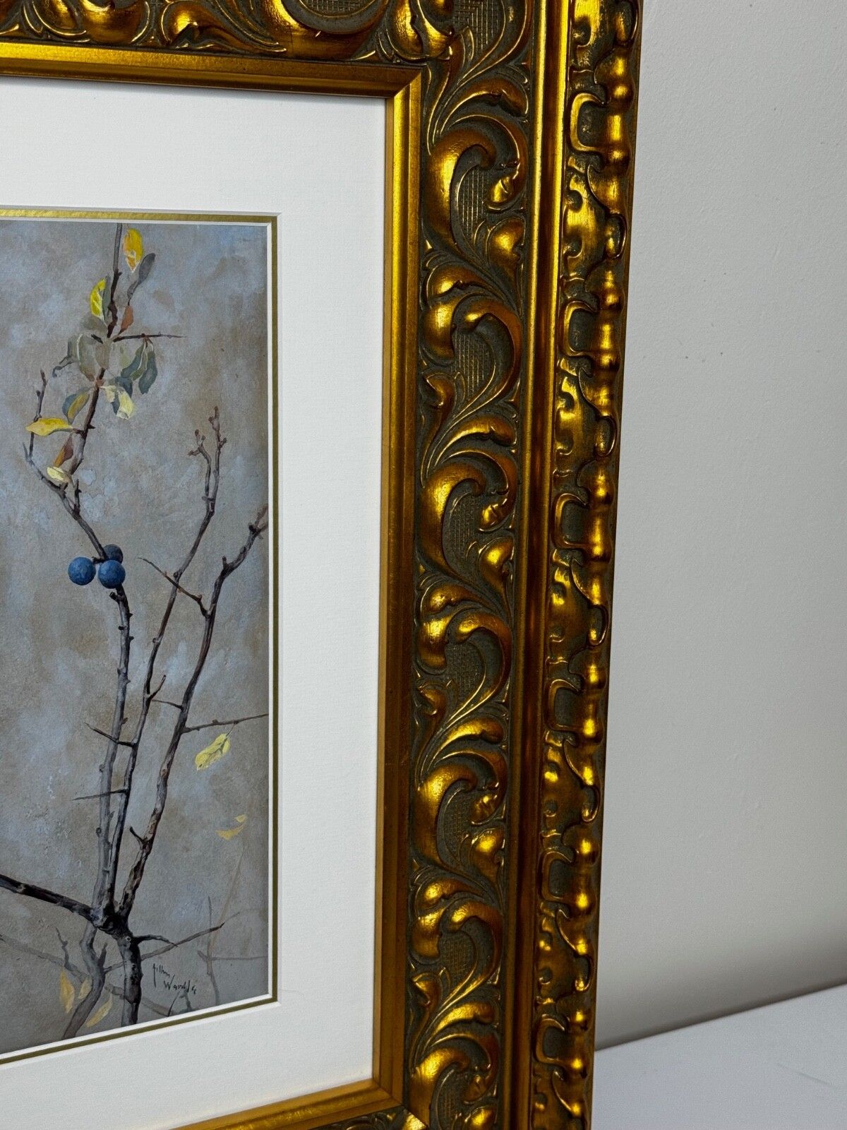 Victorian C1900 Antique Painting Apple Blossom Blue Tit Bird By Arthur Wardle photo vinterior