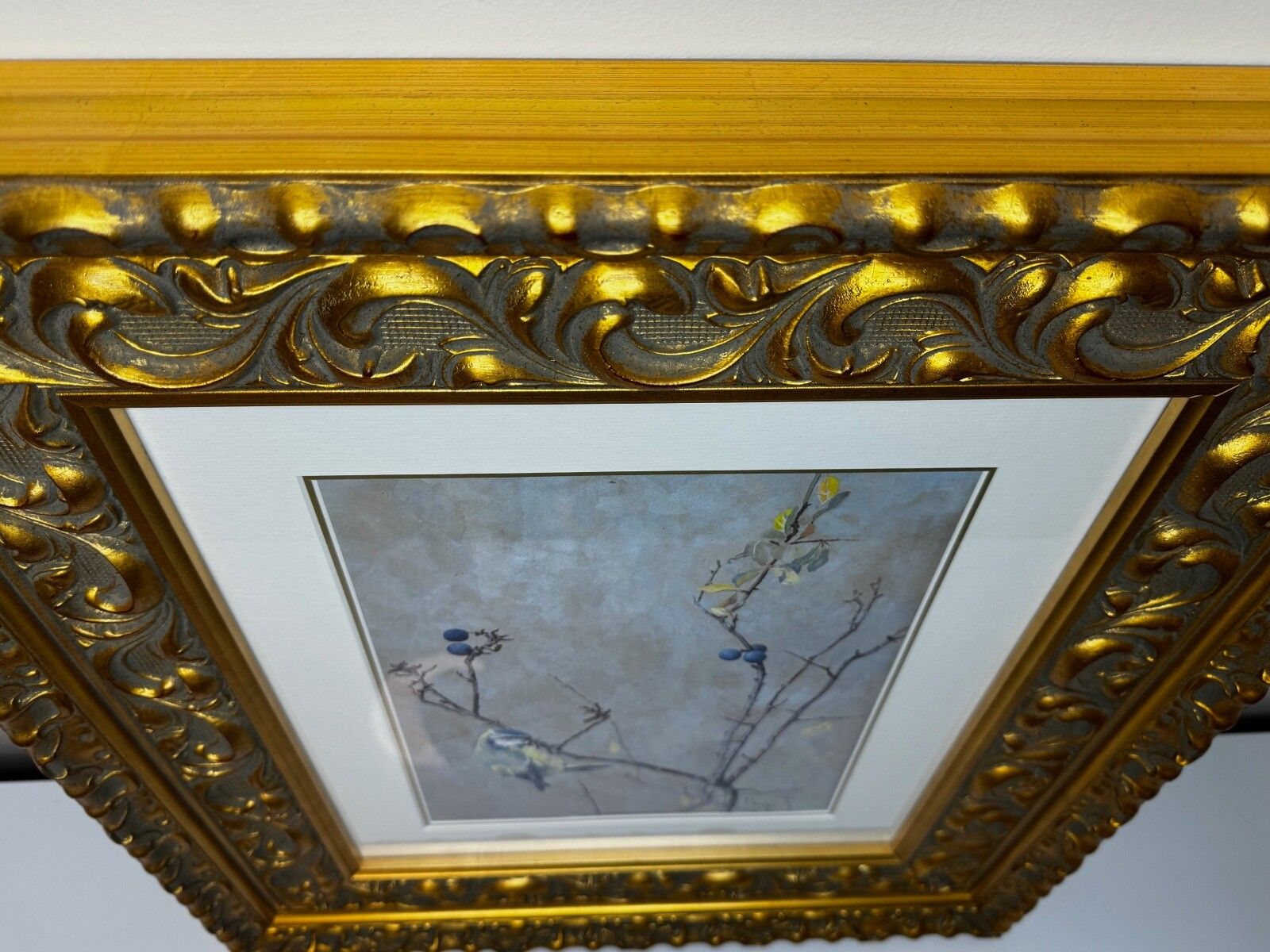 photo furniture Victorian C1900 Antique Painting Apple Blossom Blue Tit Bird By Arthur Wardle