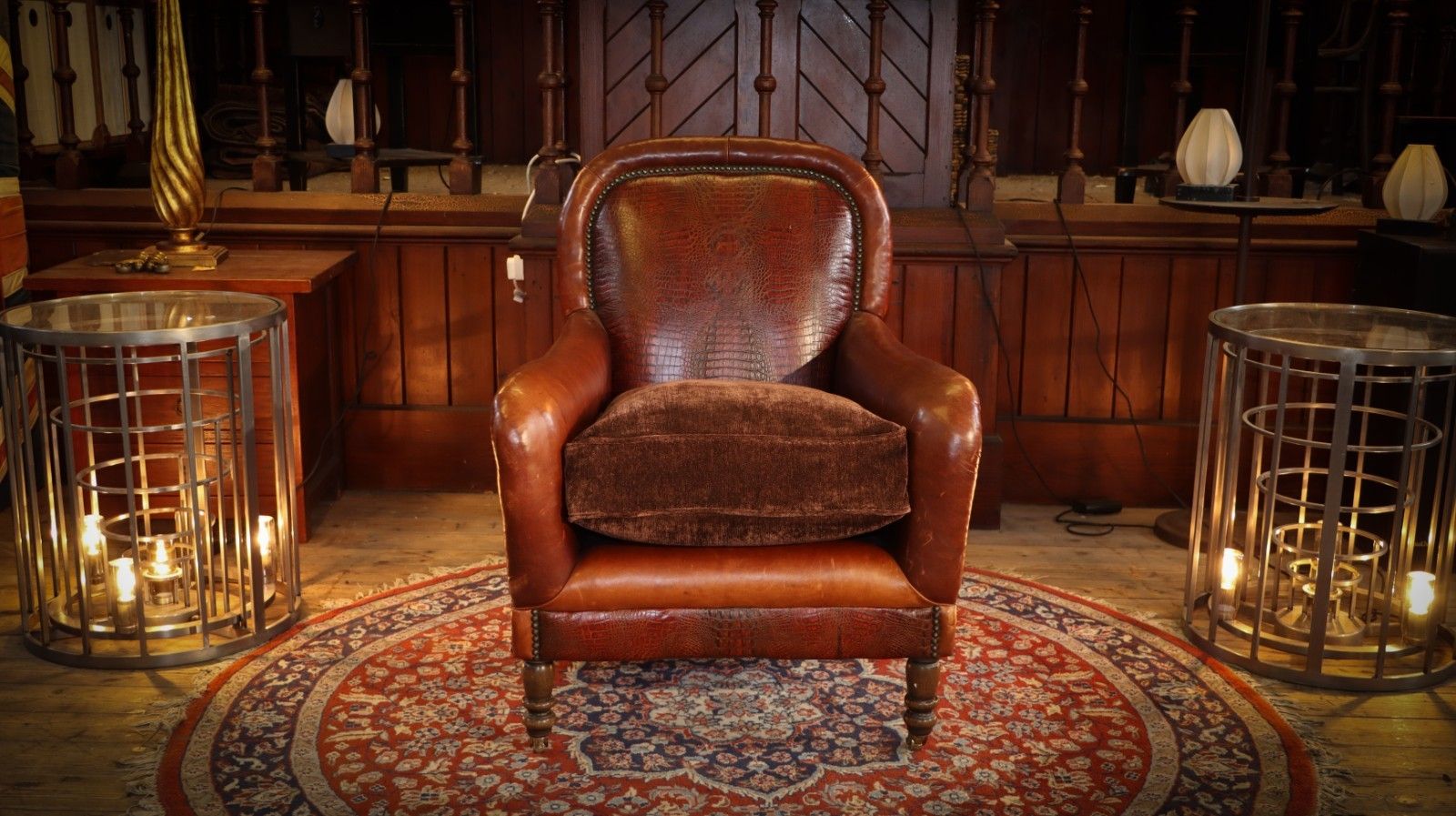 Stunning Tetrad Crocodile Back Leather Armchair Cigar Club Whisky Tan Brown 🚚 photo Furniture