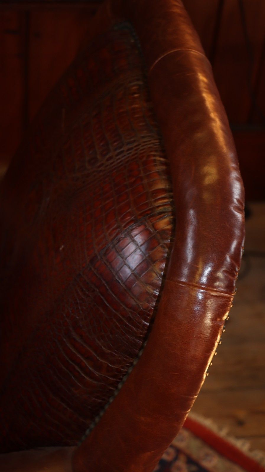 photo buy Stunning Tetrad Crocodile Back Leather Armchair Cigar Club Whisky Tan Brown 🚚